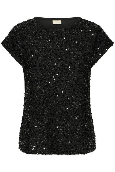 Fransa Black Sequin Charlotta Top