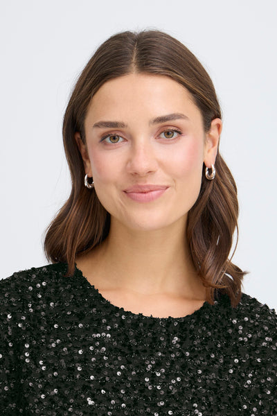 Fransa Black Sequin Charlotta Top