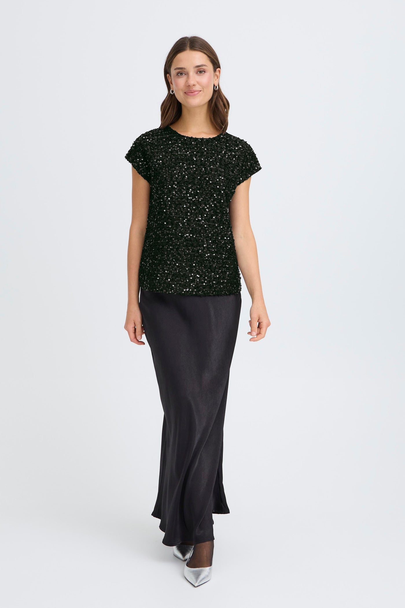 Fransa Black Sequin Charlotta Top