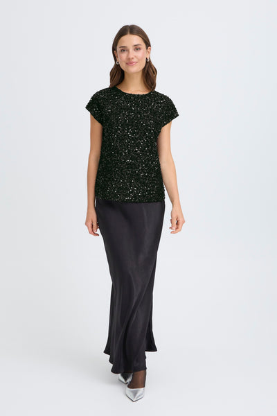 Fransa Black Sequin Charlotta Top