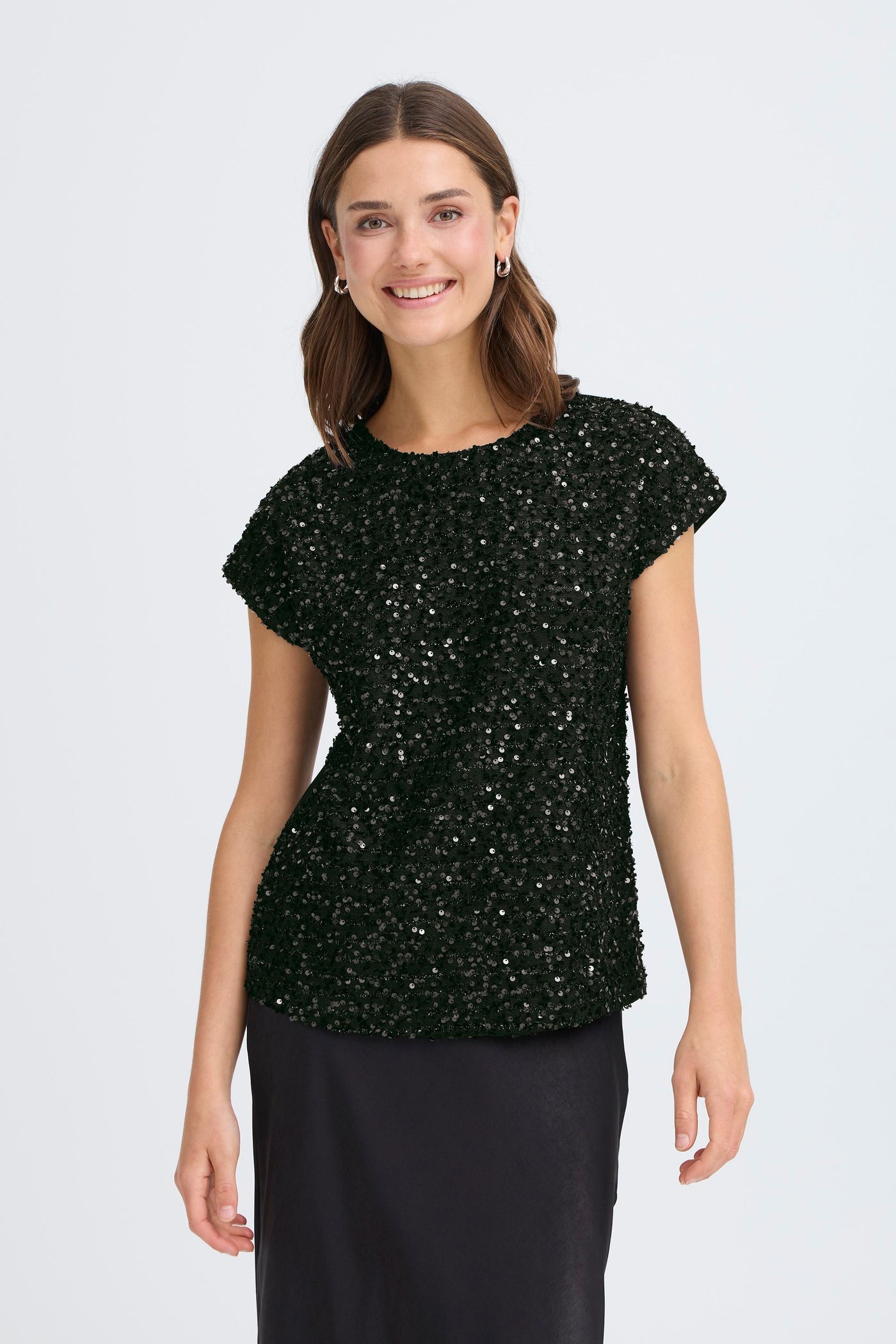 Fransa Black Sequin Charlotta Top