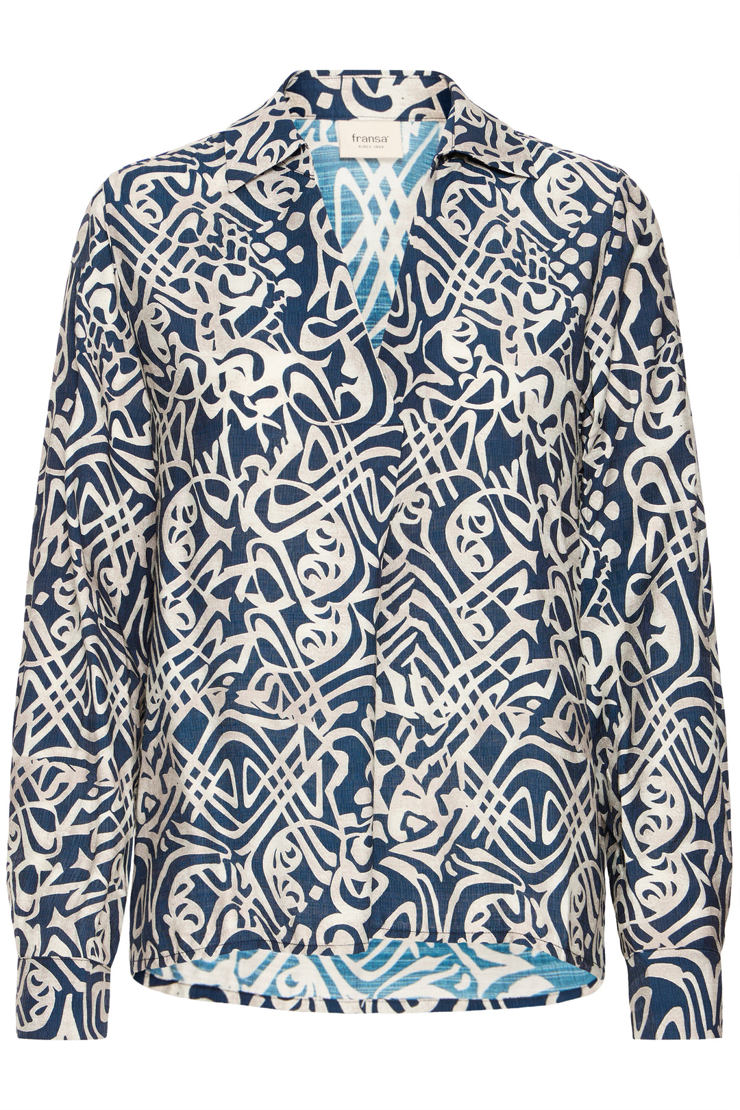 Fransa Navy Deco Ariana Blouse