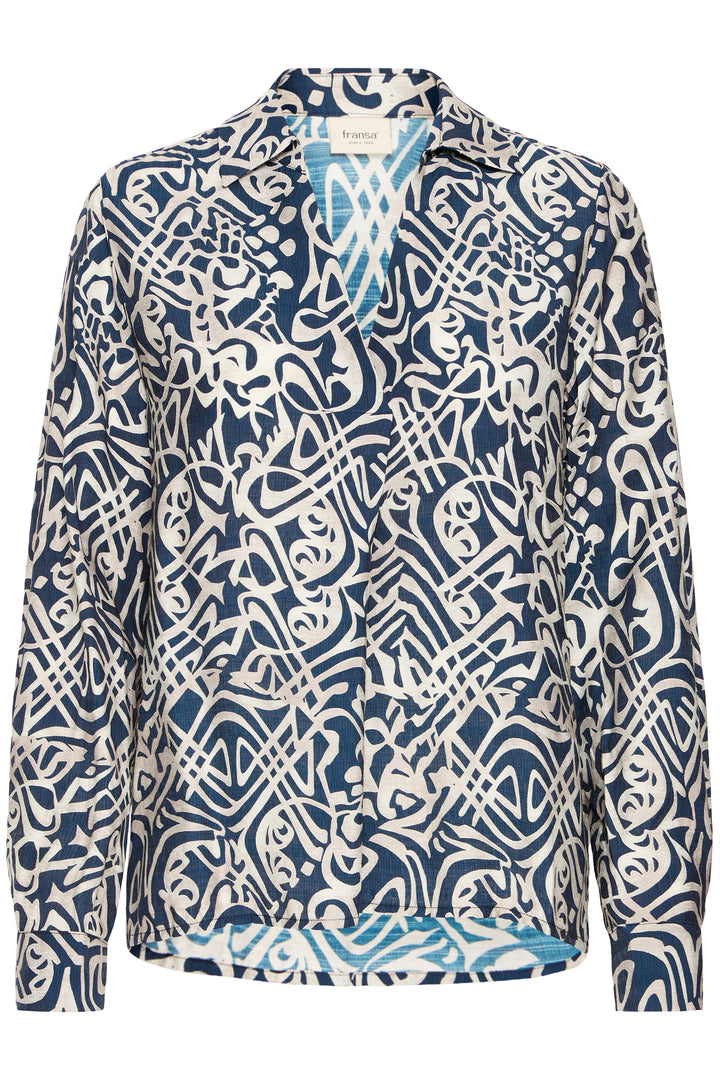 Fransa Navy Deco Ariana Blouse