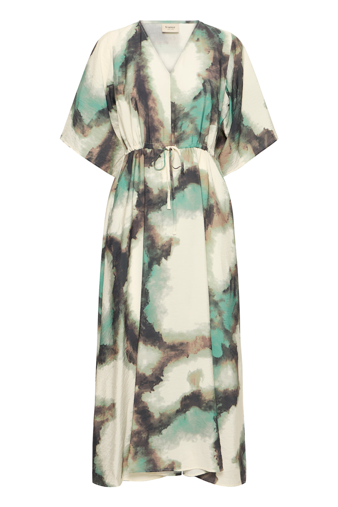Fransa Green Watercolour Ayla Dress
