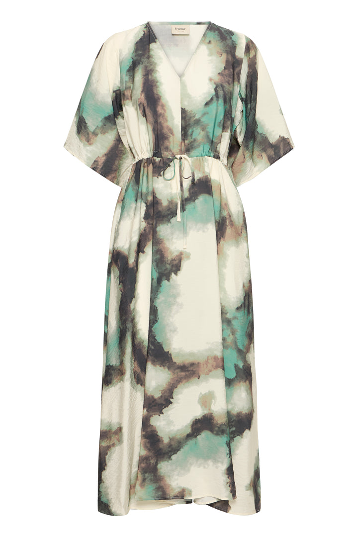 Fransa Green Watercolour Ayla Dress