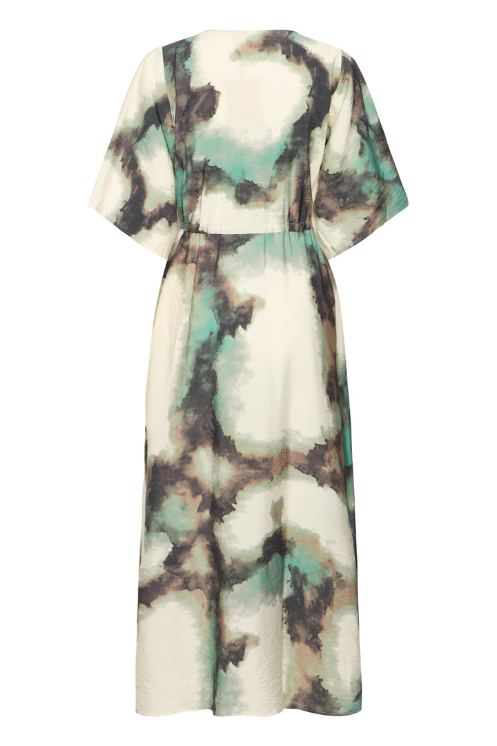 Fransa Green Watercolour Ayla Dress