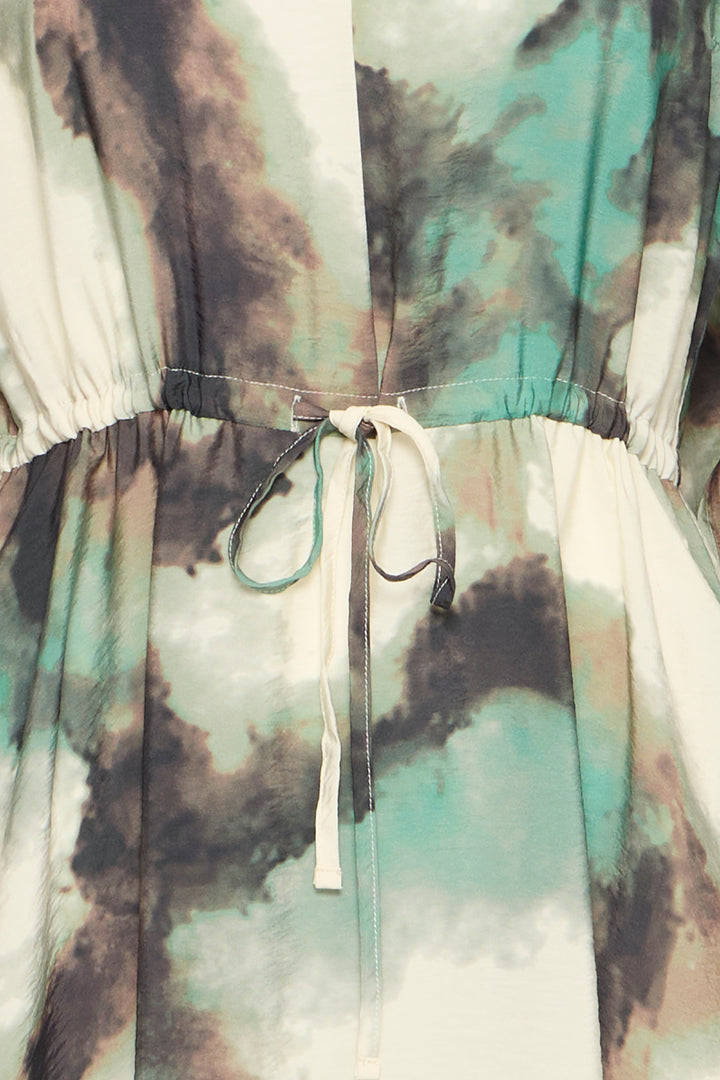 Fransa Green Watercolour Ayla Dress