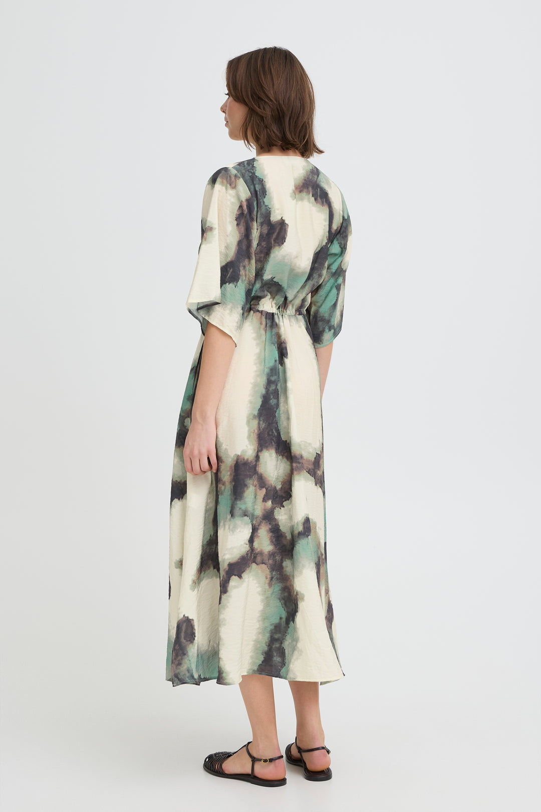 Fransa Green Watercolour Ayla Dress