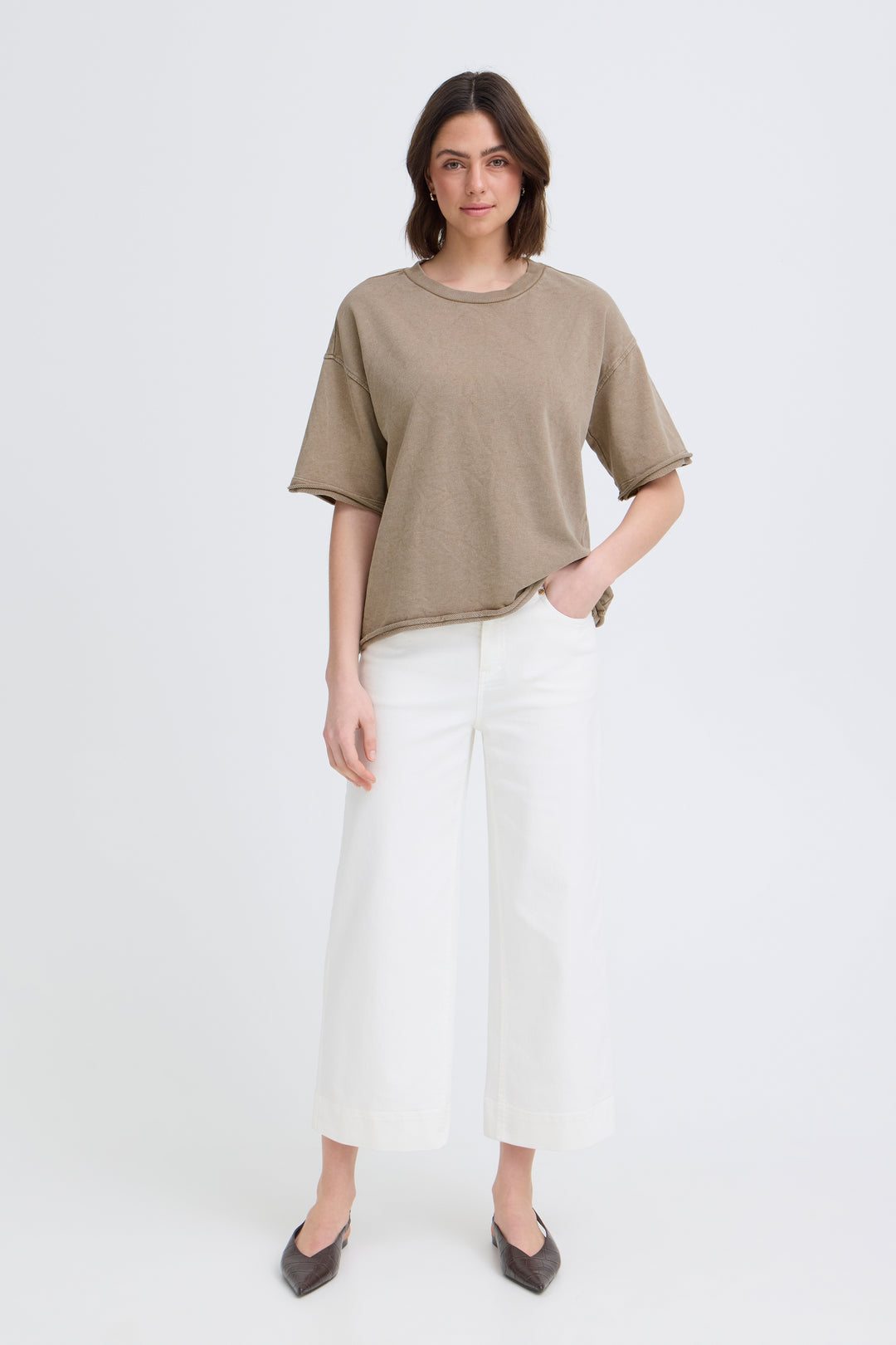Fransa Taupe Serafina S/S Top