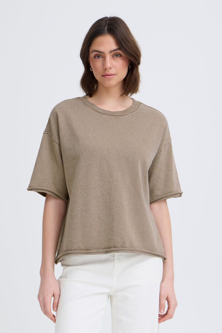 Fransa Taupe Serafina S/S Top