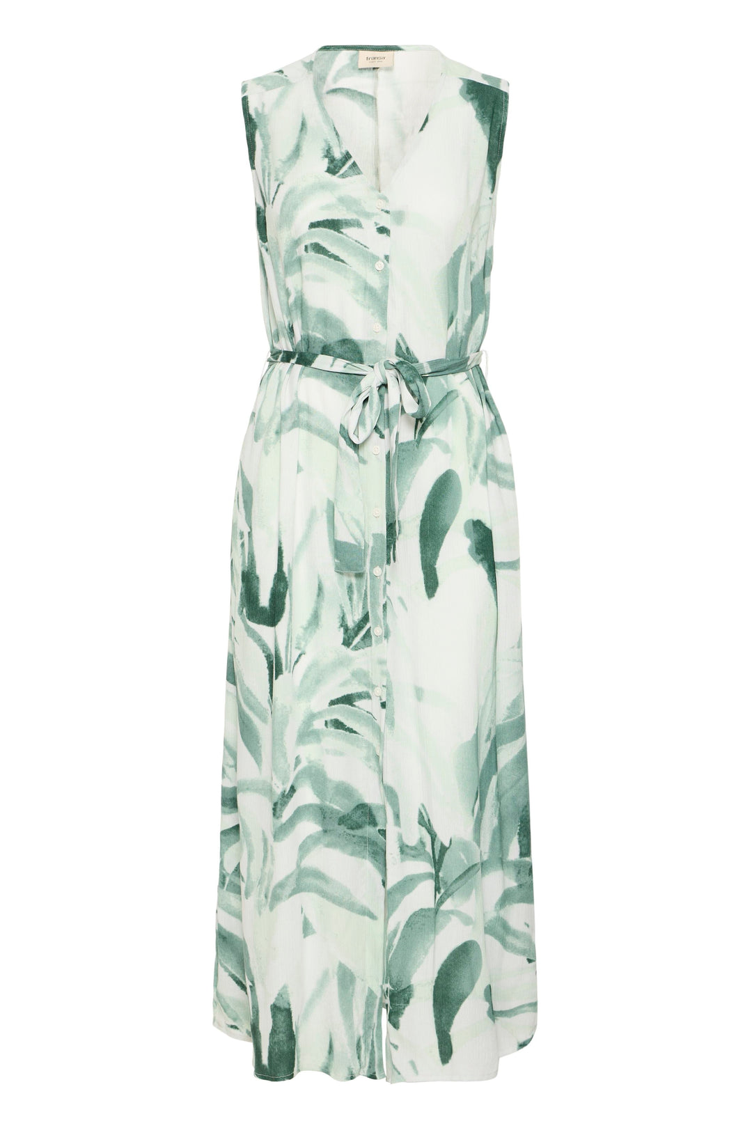 Fransa Green Watercolour Easy Dress