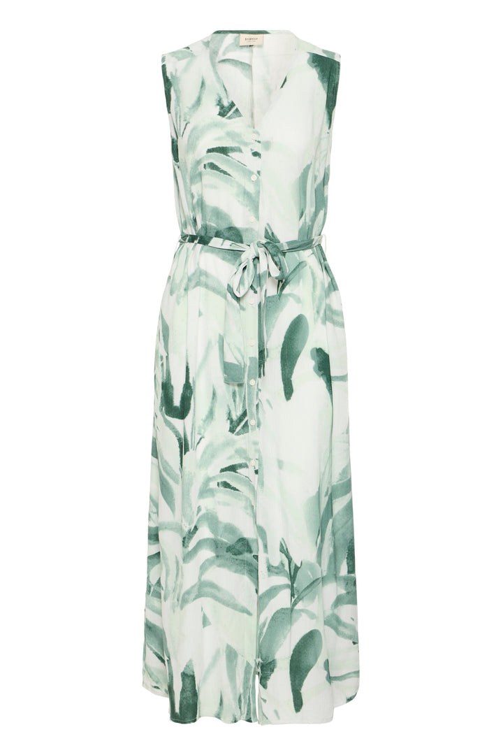 Fransa Green Watercolour Easy Dress