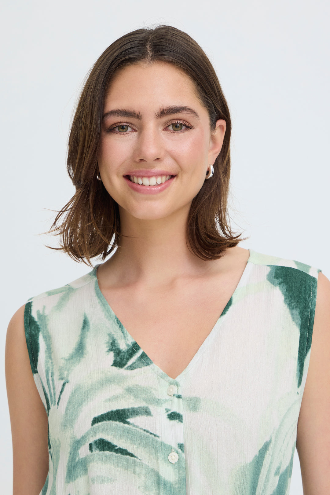 Fransa Green Watercolour Easy Dress