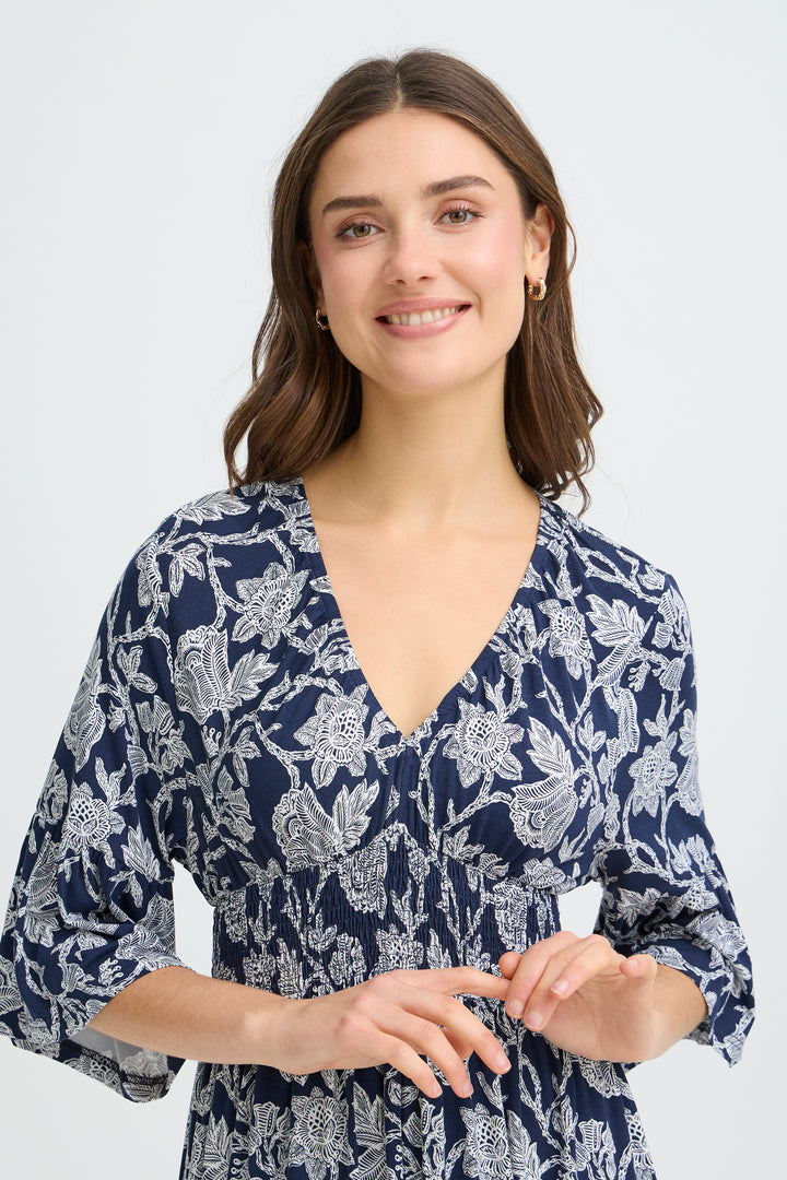 Fransa Navy Floral Amy Dress