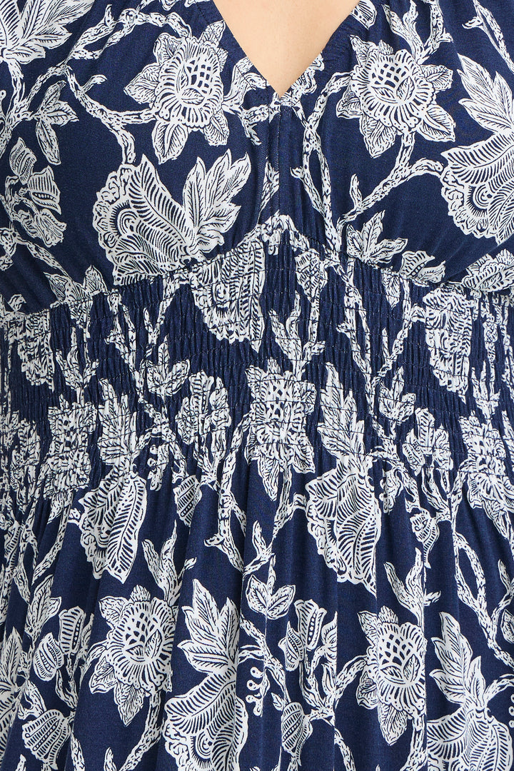 Fransa Navy Floral Amy Dress