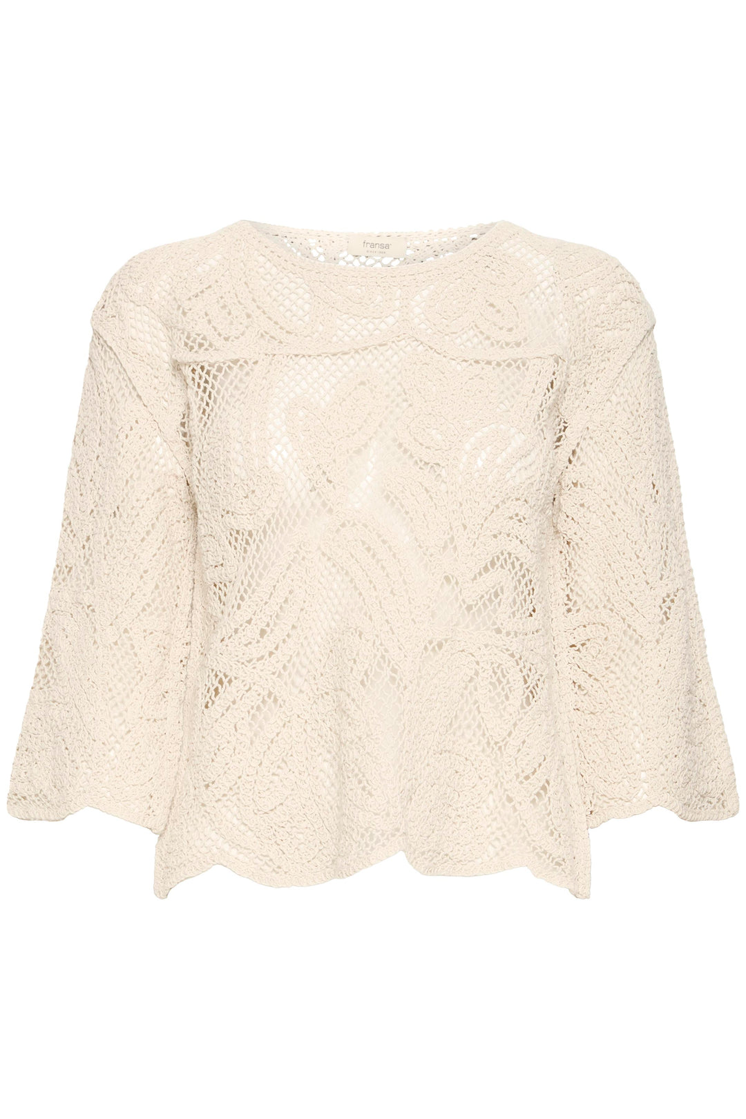 Fransa Oatmeal Crochet Top