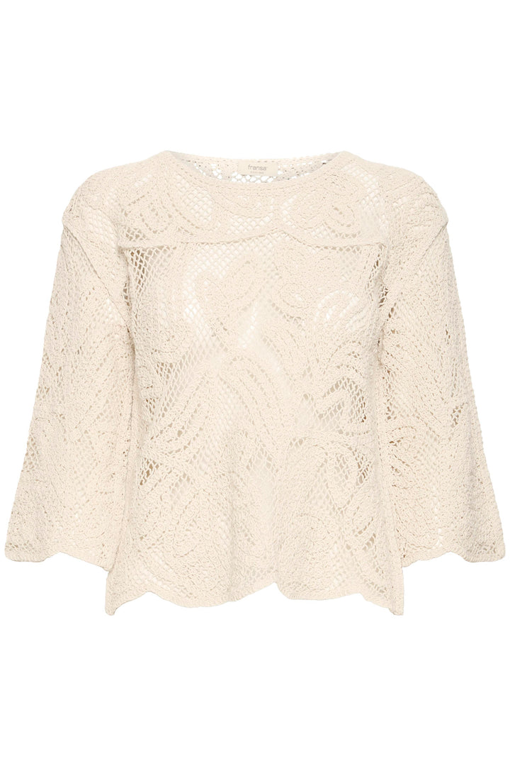 Fransa Oatmeal Crochet Top