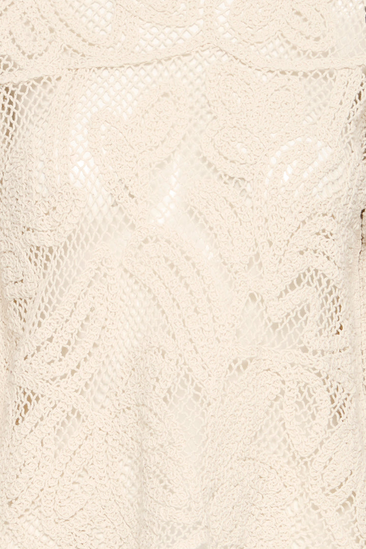 Fransa Oatmeal Crochet Top