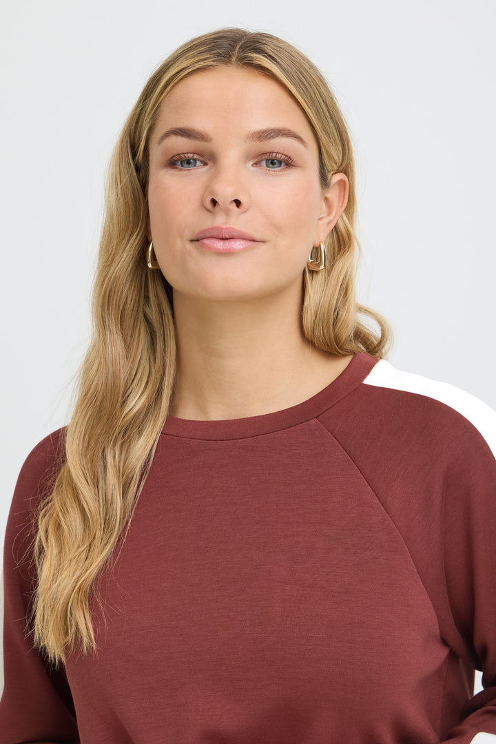 Fransa Burgundy Stripe Aurora Sweatshirt