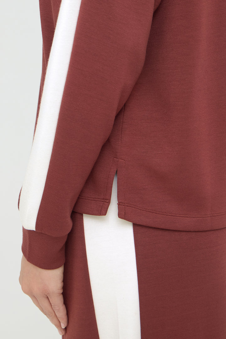 Fransa Burgundy Stripe Aurora Sweatshirt