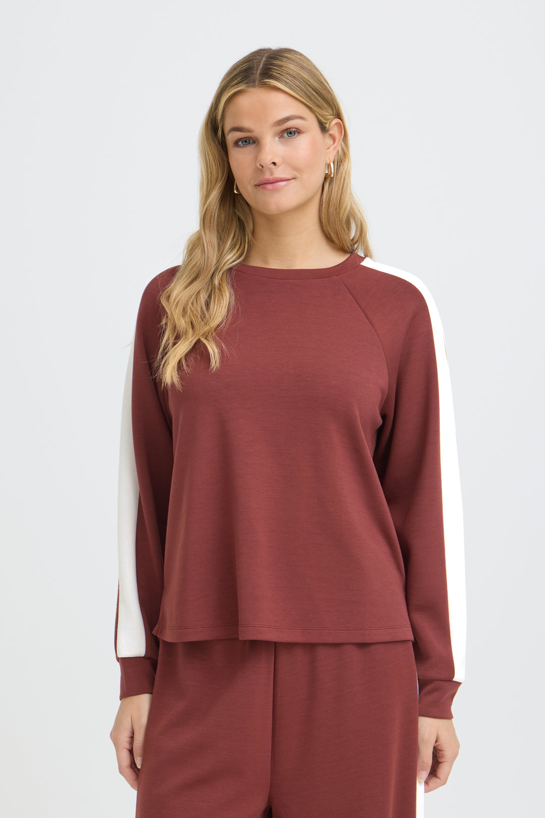Fransa Burgundy Stripe Aurora Sweatshirt