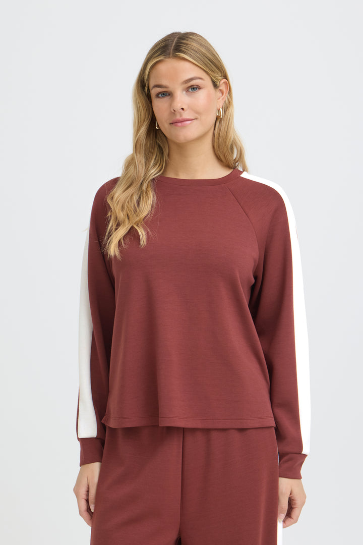 Fransa Burgundy Stripe Aurora Sweatshirt