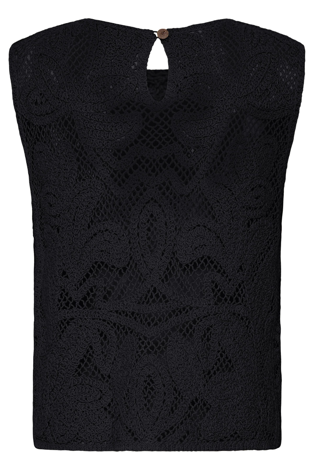 Fransa Black Crochet Sleeveless Top