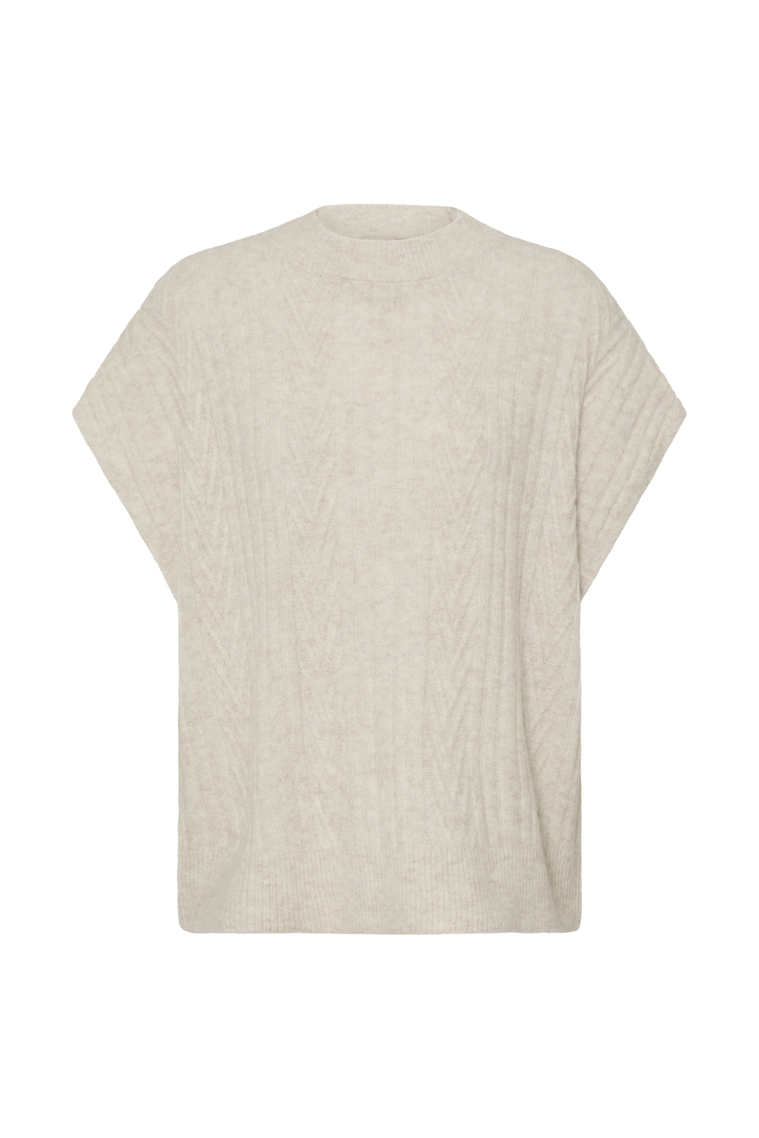 Fransa Oatmeal Fia Knit Vest