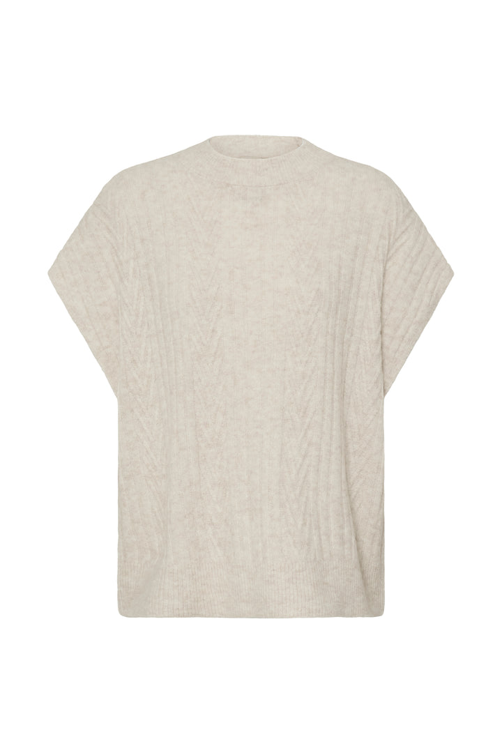 Fransa Oatmeal Fia Knit Vest