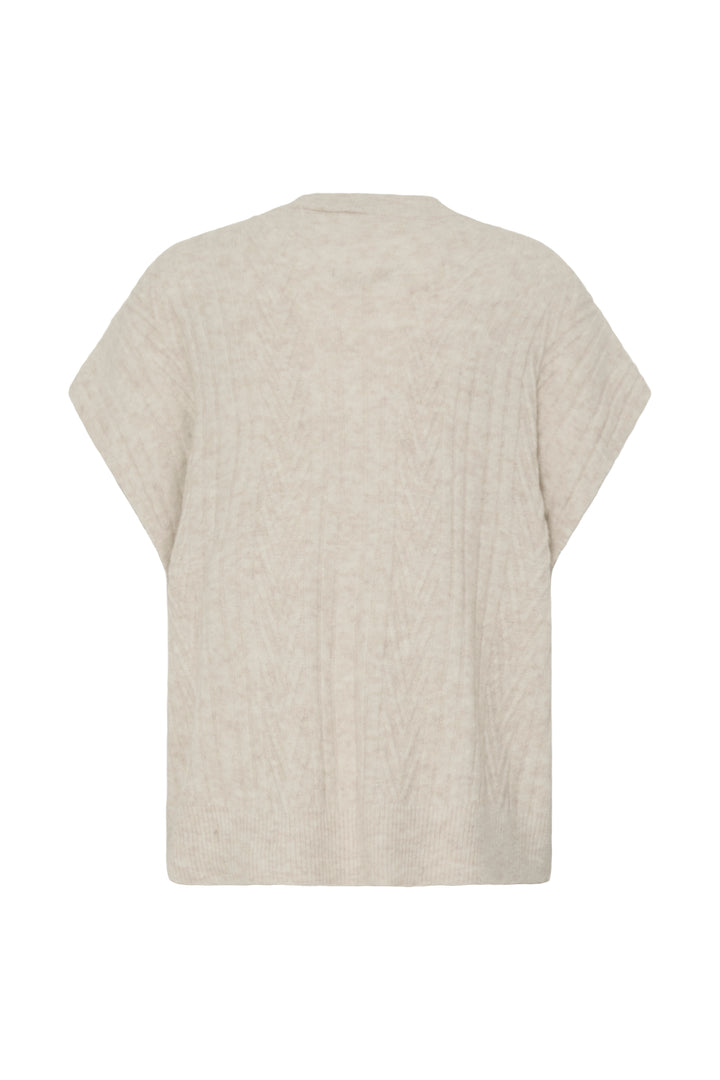 Fransa Oatmeal Fia Knit Vest