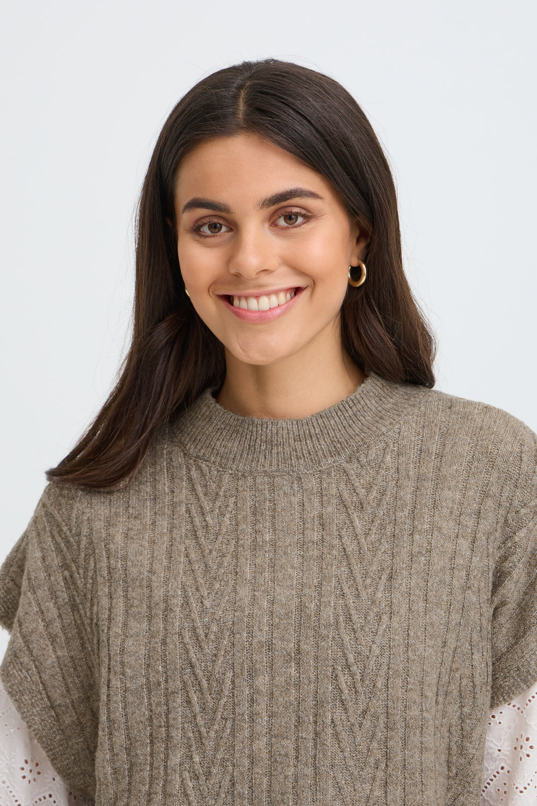 Fransa Driftwood Fia Knit Vest