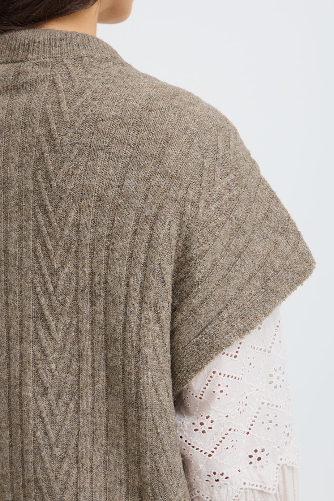 Fransa Driftwood Fia Knit Vest