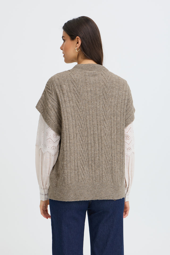 Fransa Driftwood Fia Knit Vest