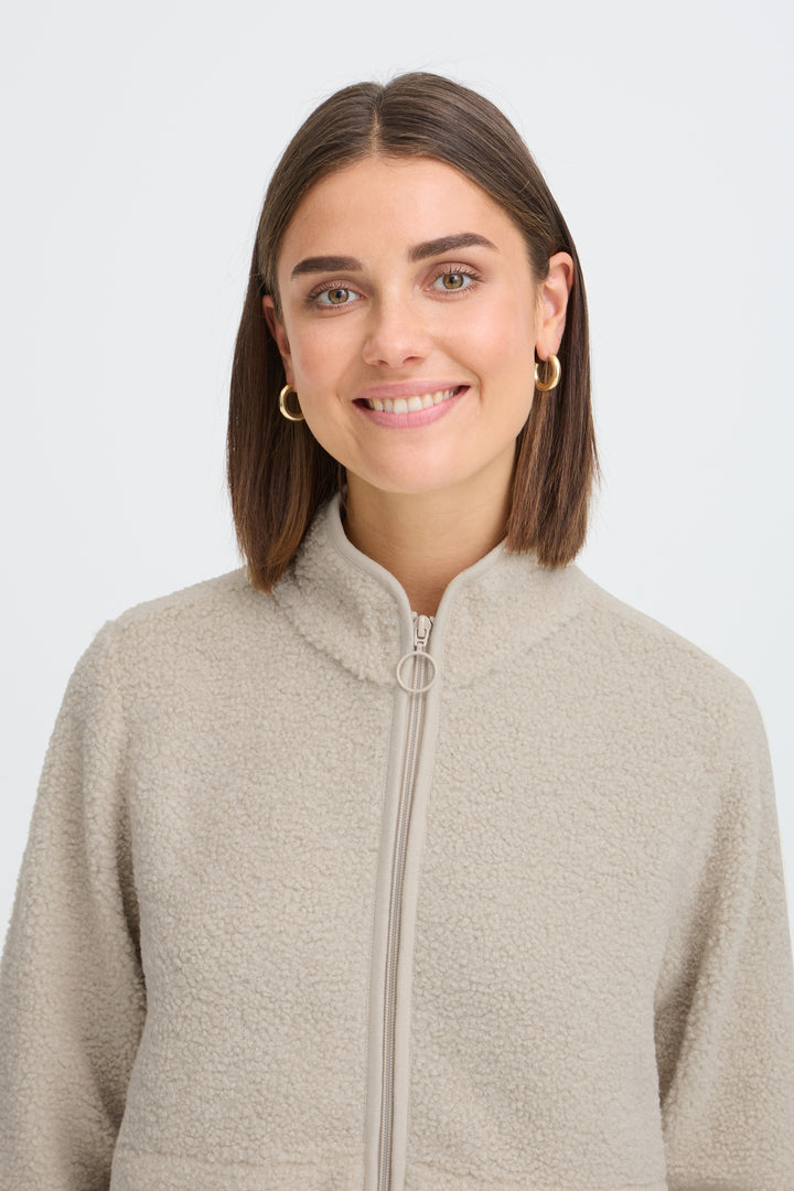 Fransa Stone Tenya Teddy Cardigan