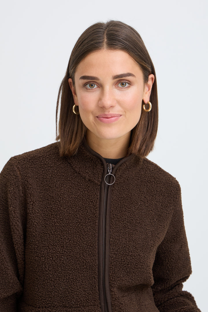 Fransa Chocolate Tenya Teddy Cardigan