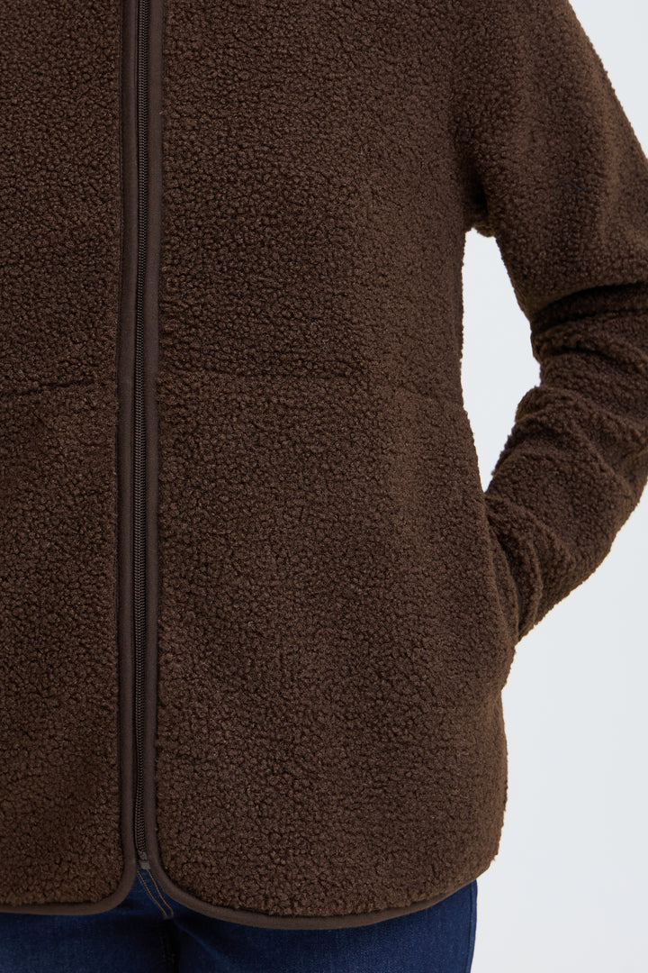 Fransa Chocolate Tenya Teddy Cardigan