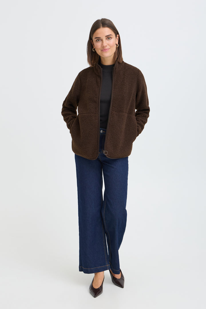 Fransa Chocolate Tenya Teddy Cardigan