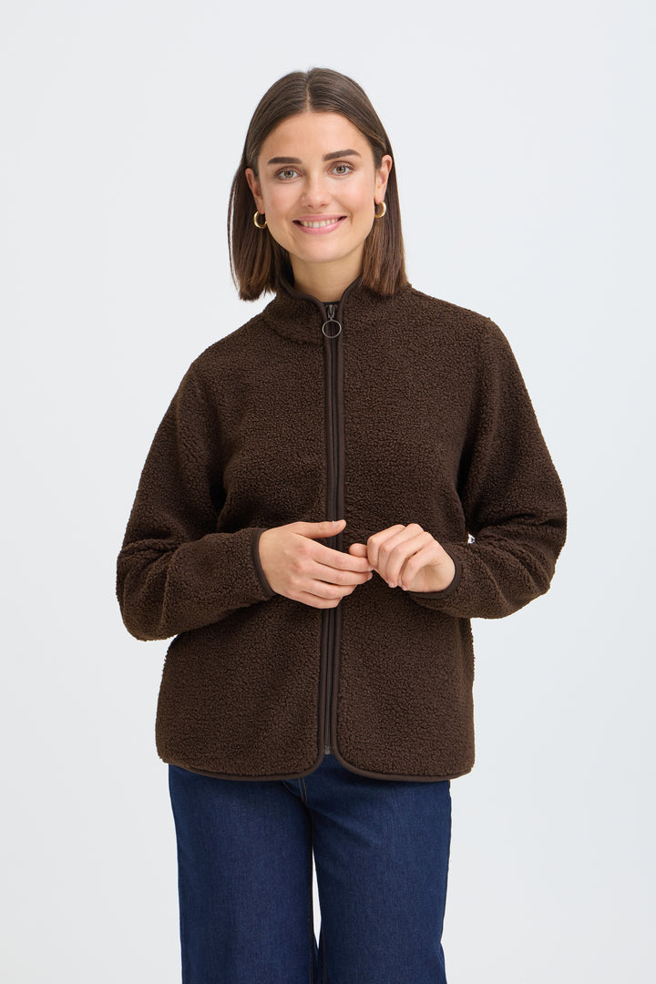 Fransa Chocolate Tenya Teddy Cardigan