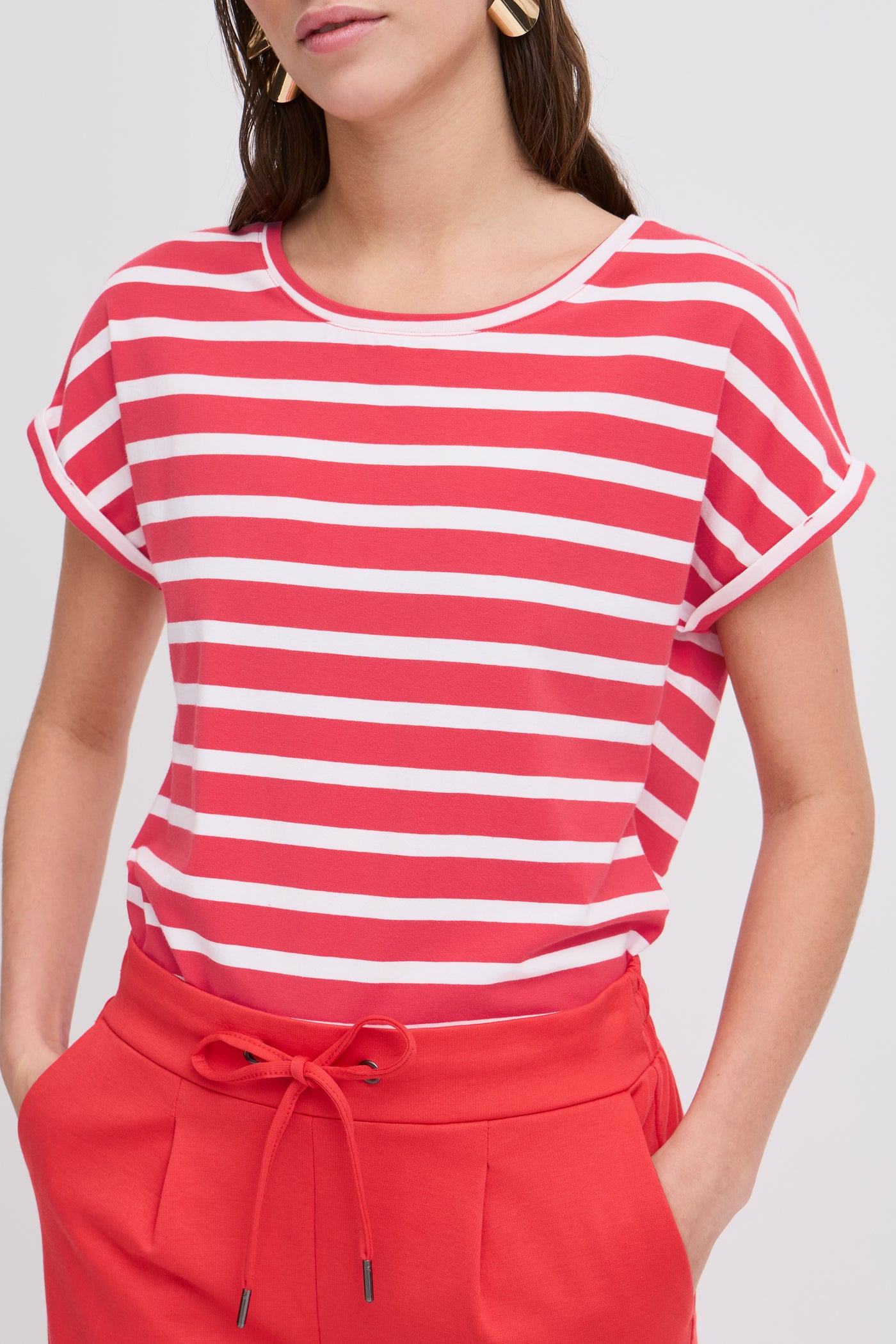 Byoung Red Pamila Stripe T-Shirt