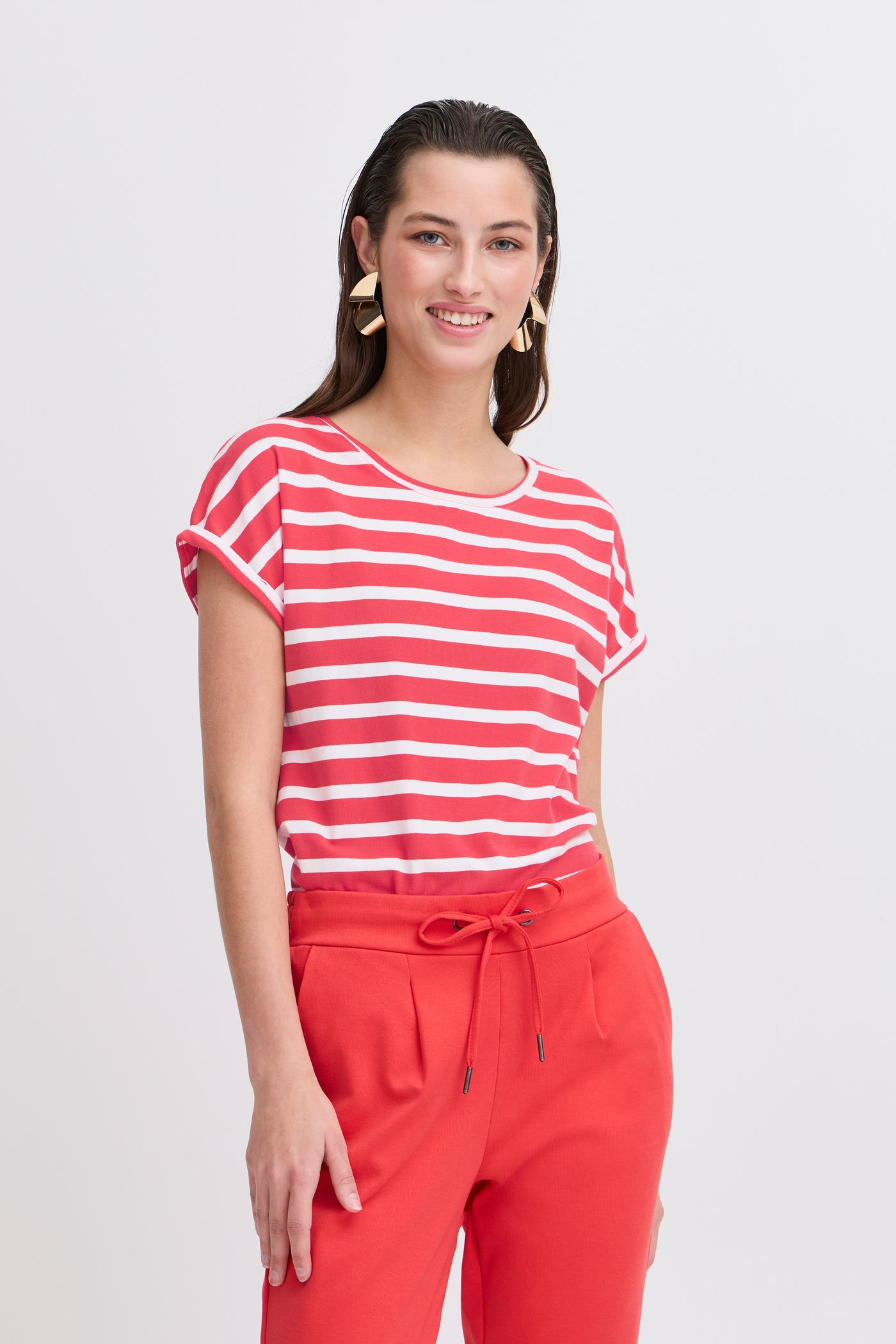 Byoung Red Pamila Stripe T-Shirt