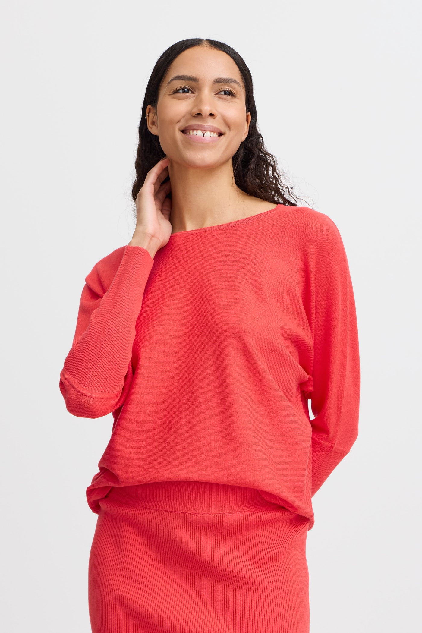 Byoung Coral Red Morla Batwing Knit