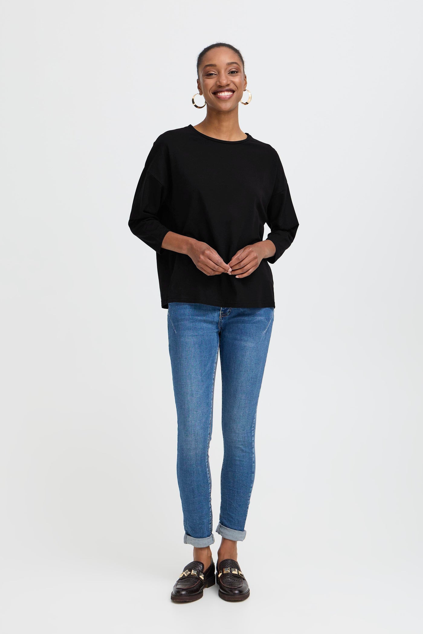 Byoung Black Pamila Mid Sleeve Top
