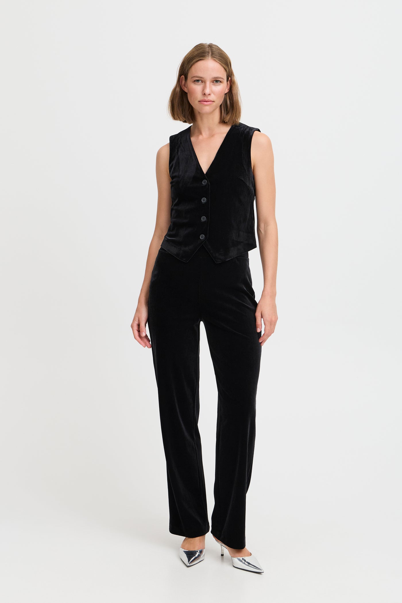 Byoung Black Velour Perlina Waistcoat