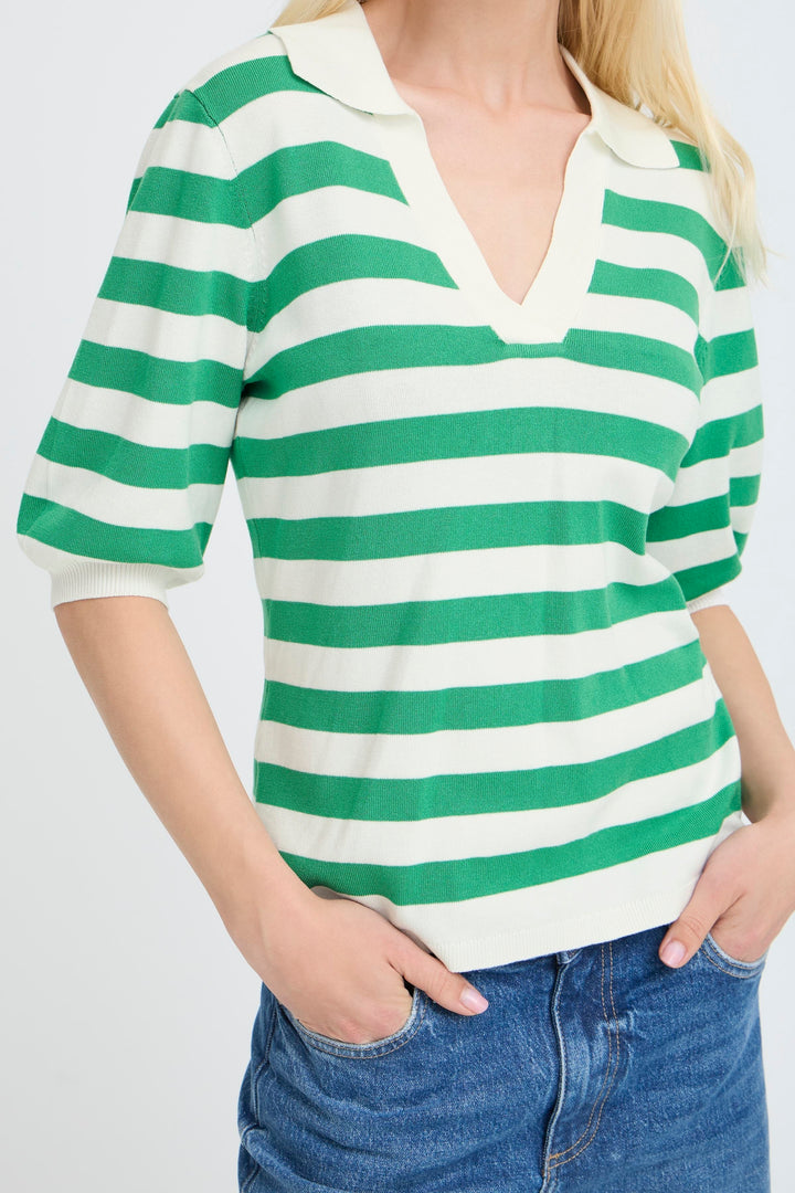 Byoung Green Stripe Morla Polo