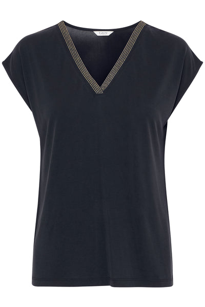 Byoung Black Deco Neck Tee