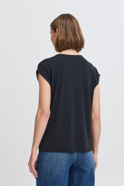 Byoung Black Deco Neck Tee