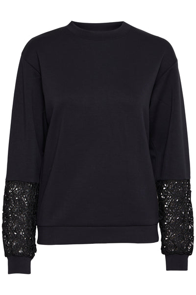 Byoung Black Lace Sleeve Sweatshirt