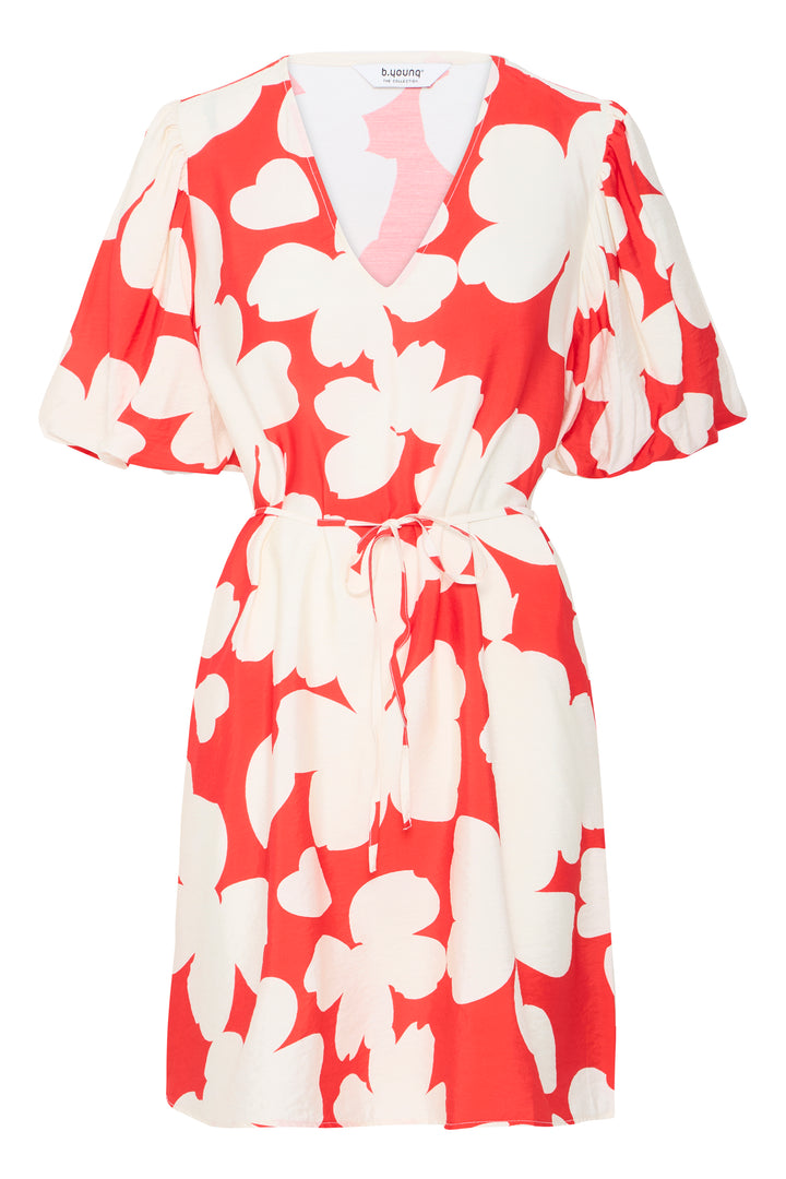 Red & Cream Flower Print Dress