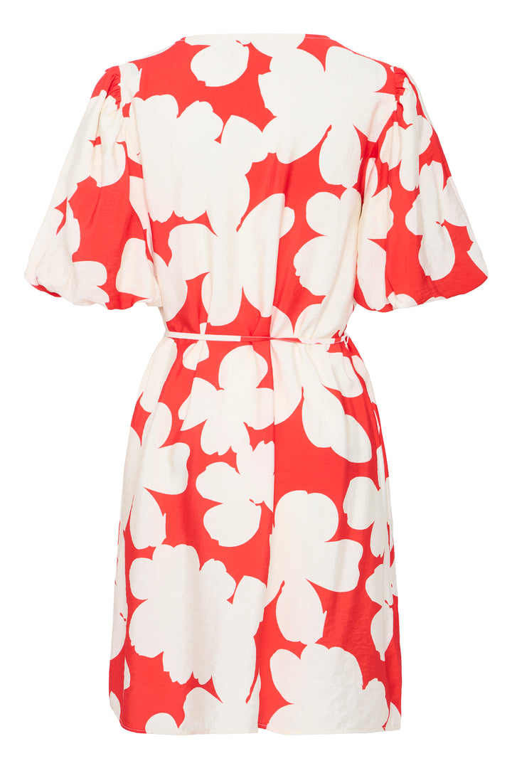 Red & Cream Flower Print Dress