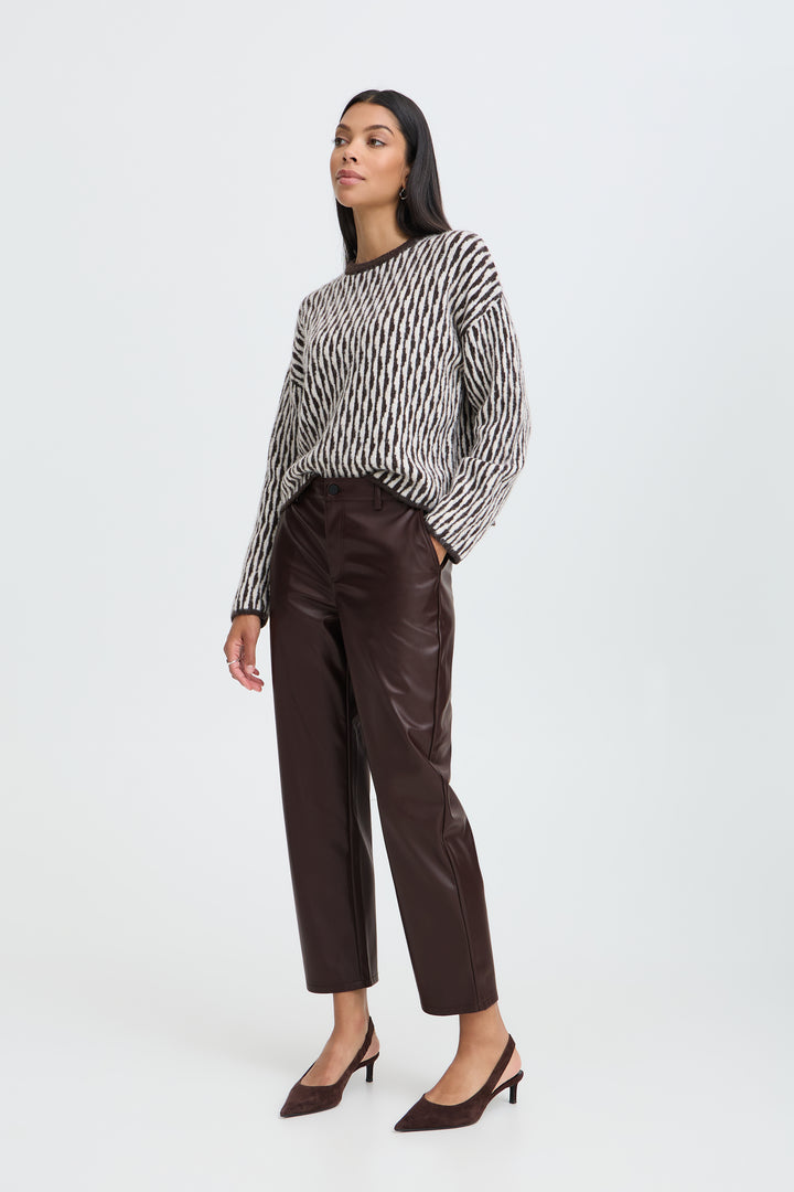 Byoung Brown Faux Leather Daja Pants